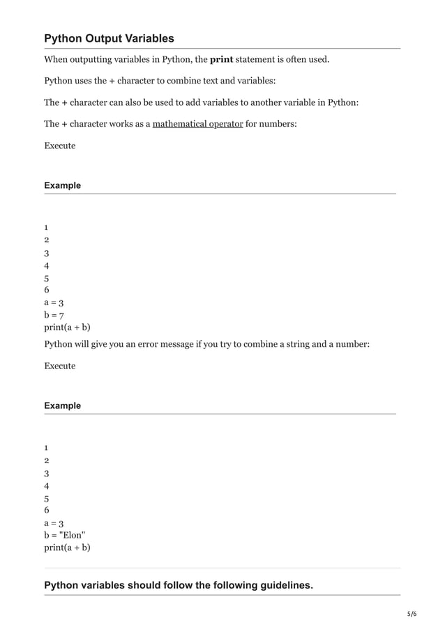 Python Variables | PDF | Programming Languages | Computing