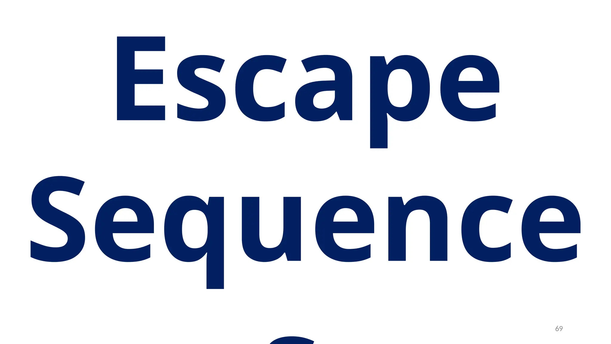 Escape
Sequence
69
 