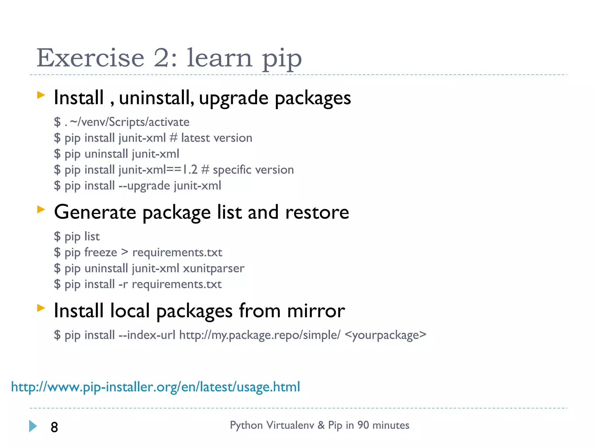Python virtualenv & pip in 90 minutes | PPT