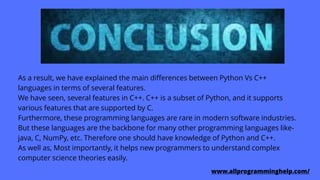 Python vs c++ ppt | PPTX | Programming Languages | Computing