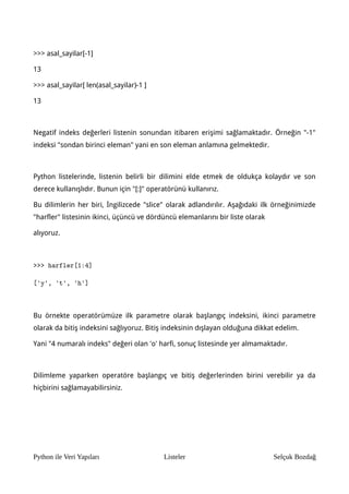 Python ile Veri Yapıları, Bölüm 1: Listeler | PDF