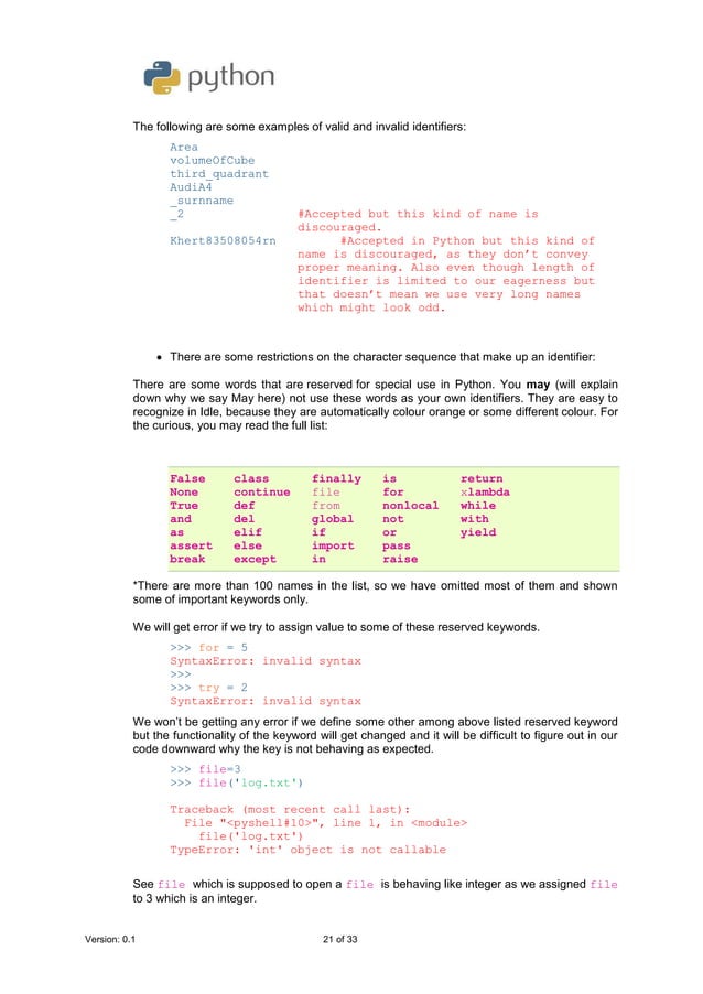 Python for class 11 (CBSE Computer science sub code 083) | PDF