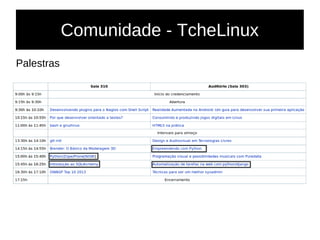 Comunidade - TcheLinux
Palestras
 