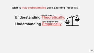 15
What is truly understanding Deep Learning (models)?
Understanding Theoretically,
Understanding Empirically
이론을 잘 이해하고
구현도 할 줄 알아야 한다
 