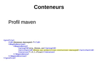 Conteneurs

Profil maven
 