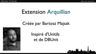 Extension Arquillian
Créée par Bartosz Majsak

    Inspiré d'Unitils
      et de DBUnit

                           12
 