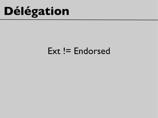 Délégation
Ext != Endorsed
 