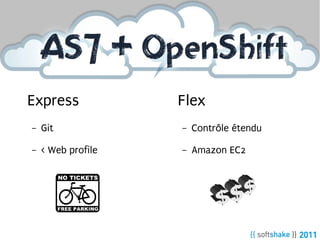 Express             Flex
–   Git             –   Contrôle étendu

–   < Web profile   –   Amazon EC2
 
