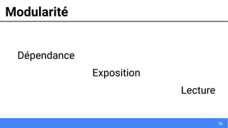36
Modularité
Dépendance
Exposition
Lecture
 
