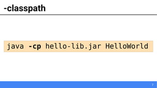 7
-classpath
java -cp hello-lib.jar HelloWorld
 
