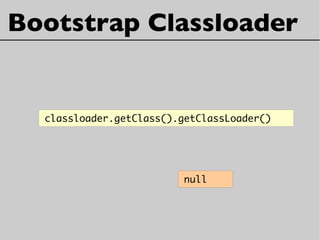 Bootstrap Classloader
null
classloader.getClass().getClassLoader()
 