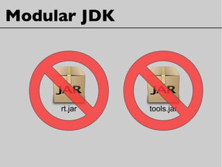 Modular JDK
rt.jar tools.jar
 