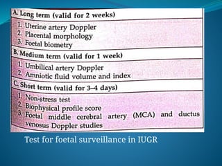 Test for foetal surveillance in IUGR
 