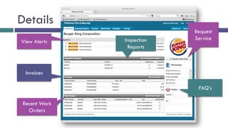 Details
                            Request
               Inspection   Service
View Alerts
                 Reports



  Invoices

                             FAQ’s

 Recent Work
   Orders
 
