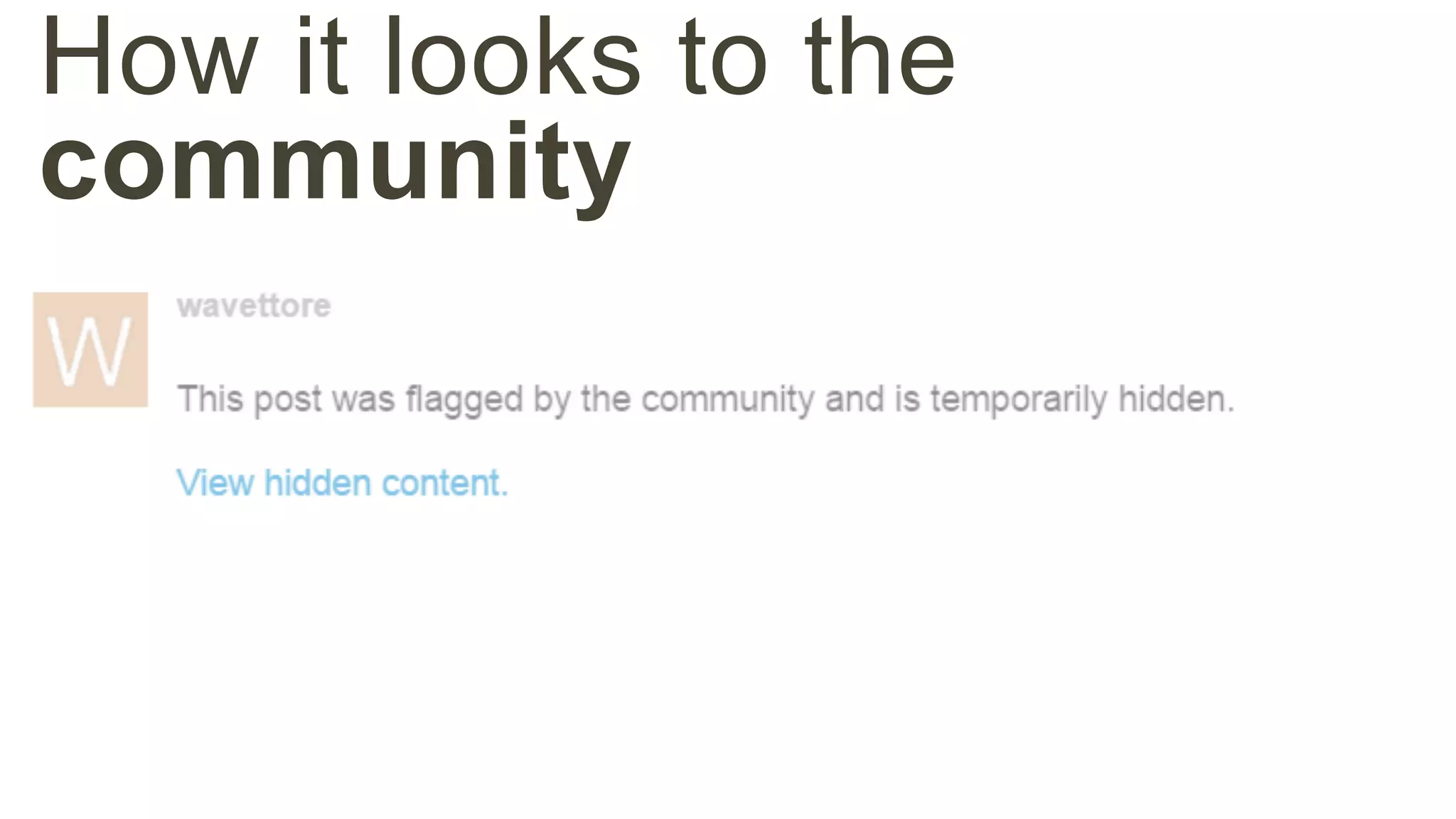 How it looks to the 
community 
 