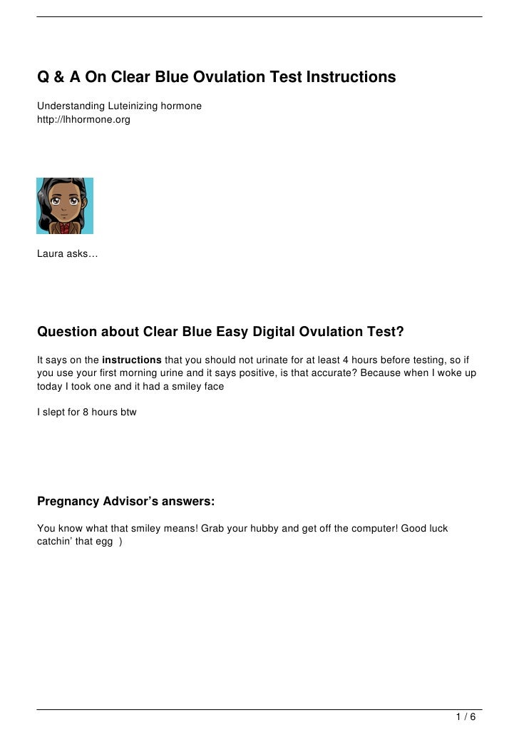 Q & A On Clear Blue Ovulation Test Instructions