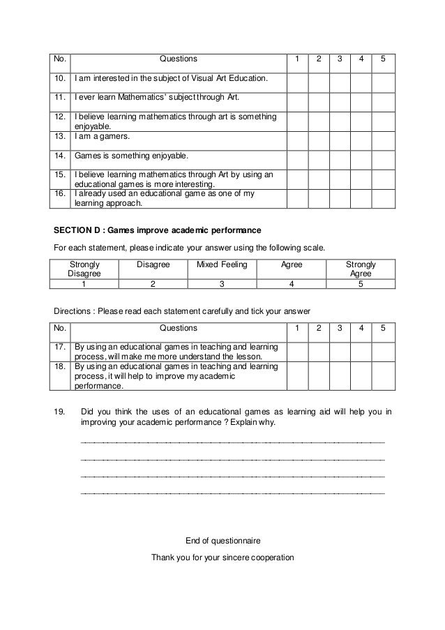 Questionnaire in research proposal