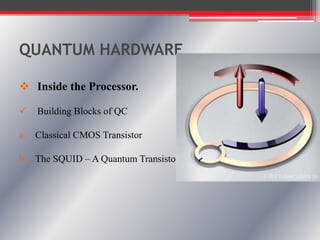 QUANTUM HARDWARE
 Inside the Processor.
 Building Blocks of QC
a. Classical CMOS Transistor
b. The SQUID – A Quantum Transistor
 