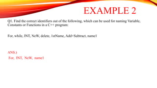CHOOSE THE CORRECT IDENTIFIER - Q.1 CBSE CS EXAM | PPT