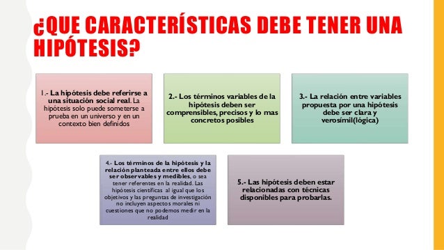 que caracteristicas debe tener una hipotesis