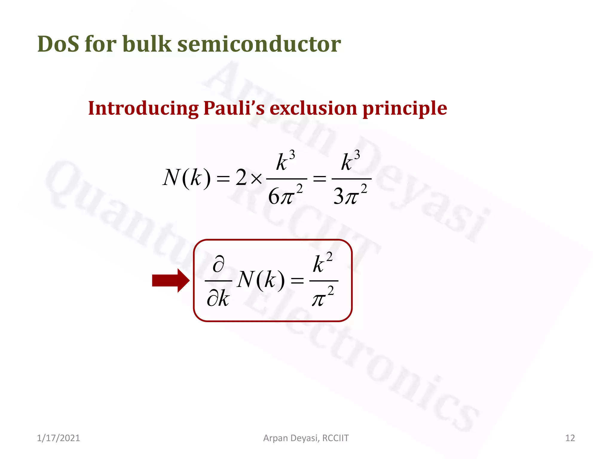 DoS of bulk and quantum structures