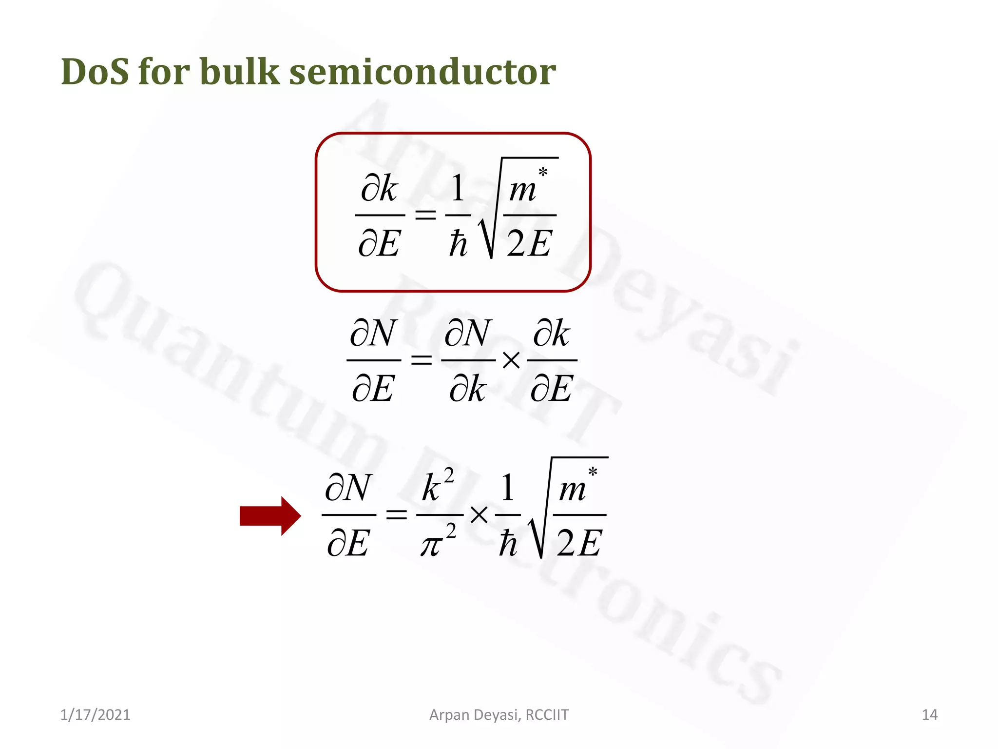 DoS of bulk and quantum structures