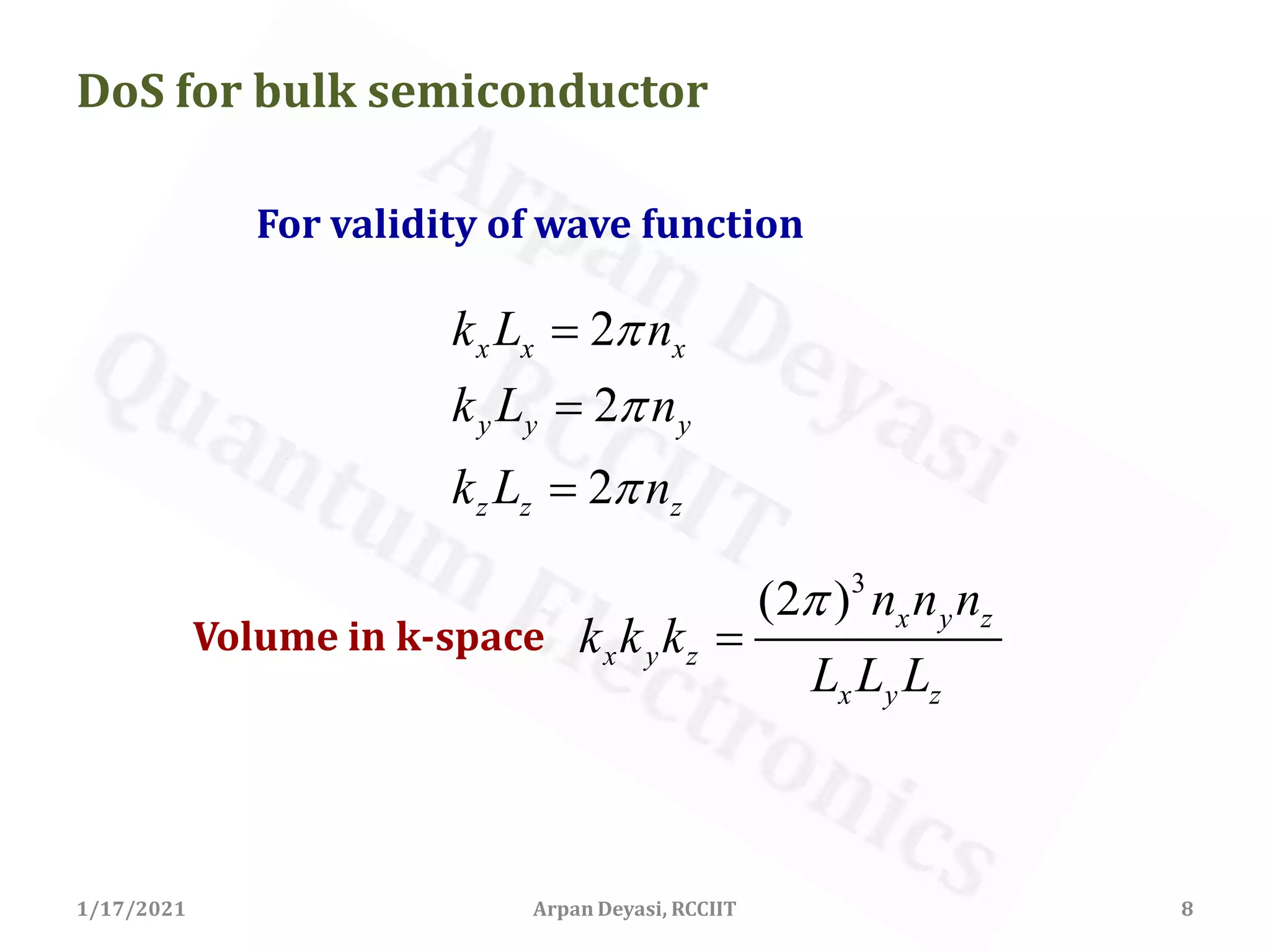 DoS of bulk and quantum structures
