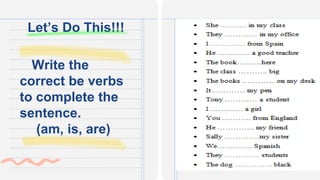 Use of Be Verbs | PPTX