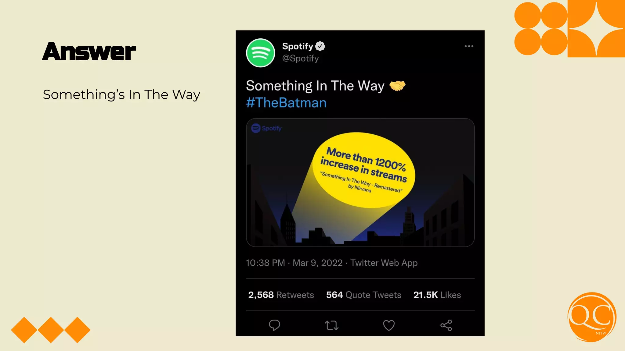 Answer
Something’s In The Way
 