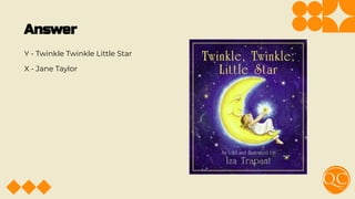 Answer
Y - Twinkle Twinkle Little Star
X - Jane Taylor
 