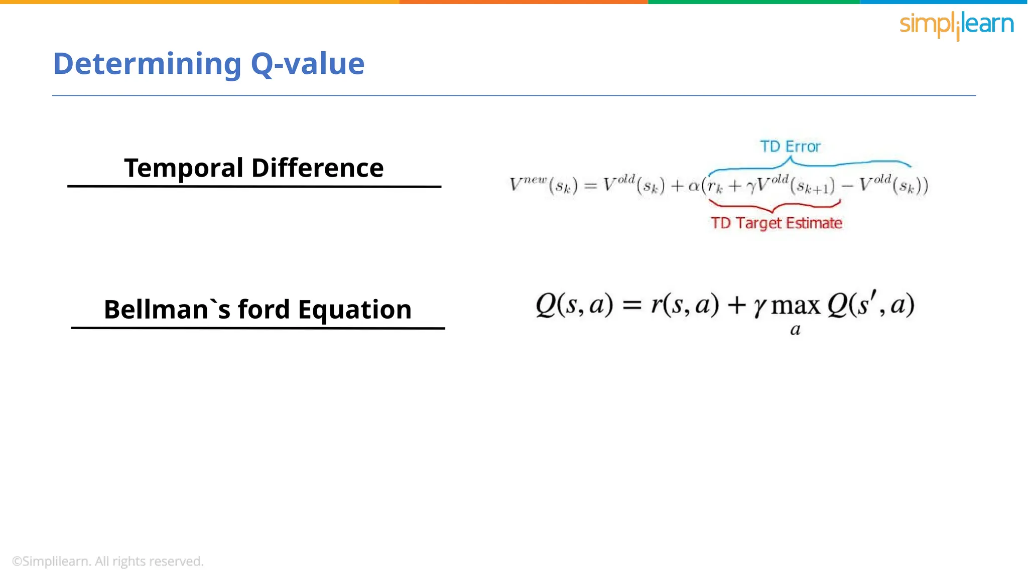 Temporal Difference
Determining Q-value
Bellman`s ford Equation
 