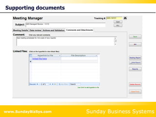 Sunday Business Systems
www.SundayBizSys.com
Supporting documents
 