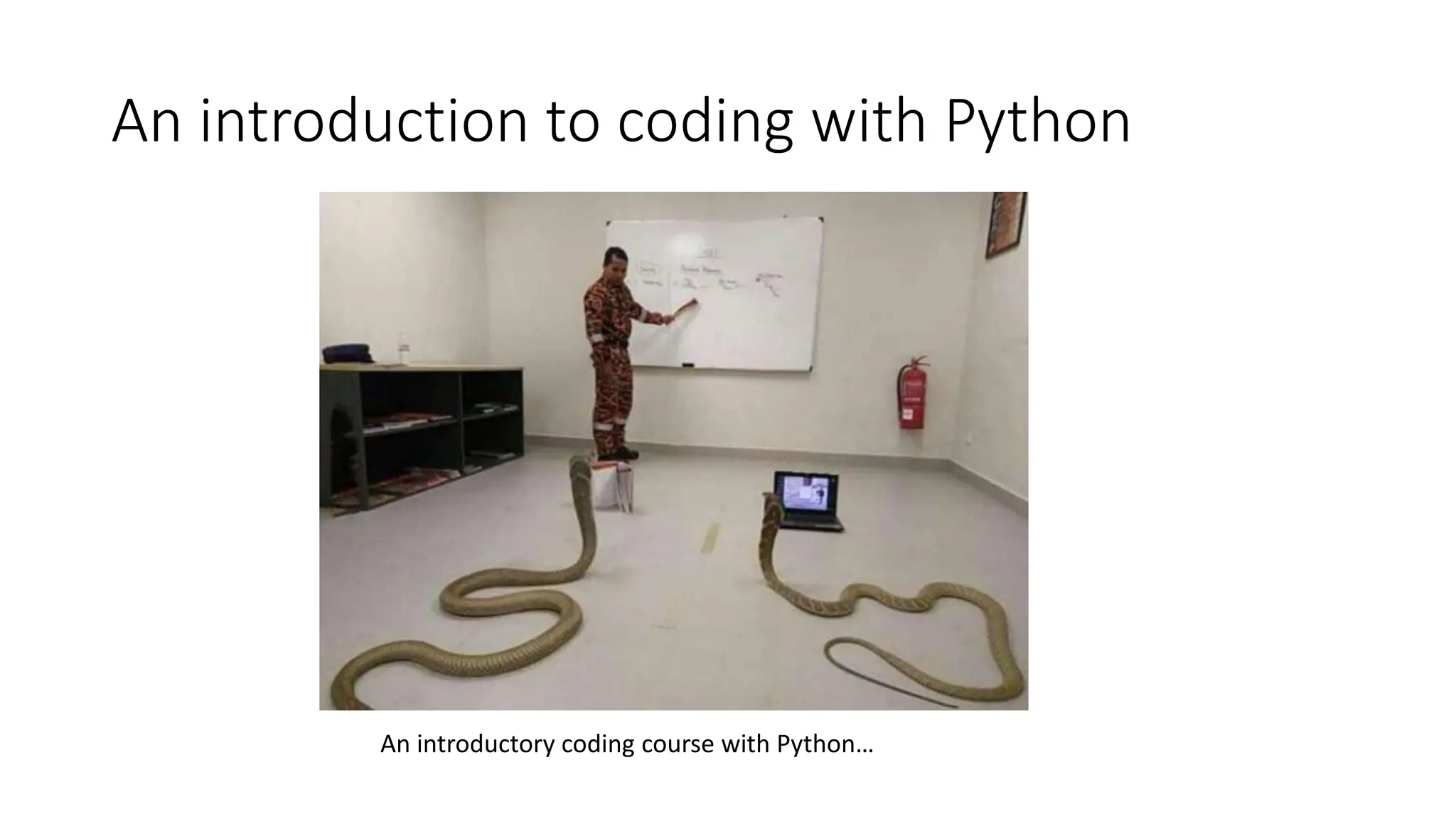 An introduction to coding with Python
An introductory coding course with Python…
 