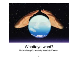Whattaya want?Determining Community Needs & Values 1 