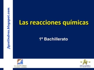 fqcolindres.blogspot.com

Las reacciones químicas
1º Bachillerato

 