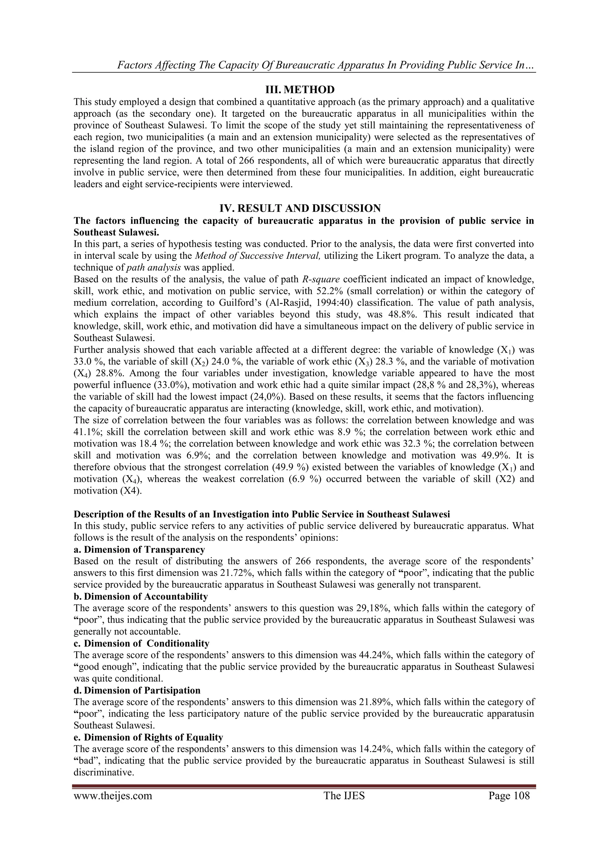 Factors Affecting the Capacity of Bureaucratic Apparatus in Providing ...