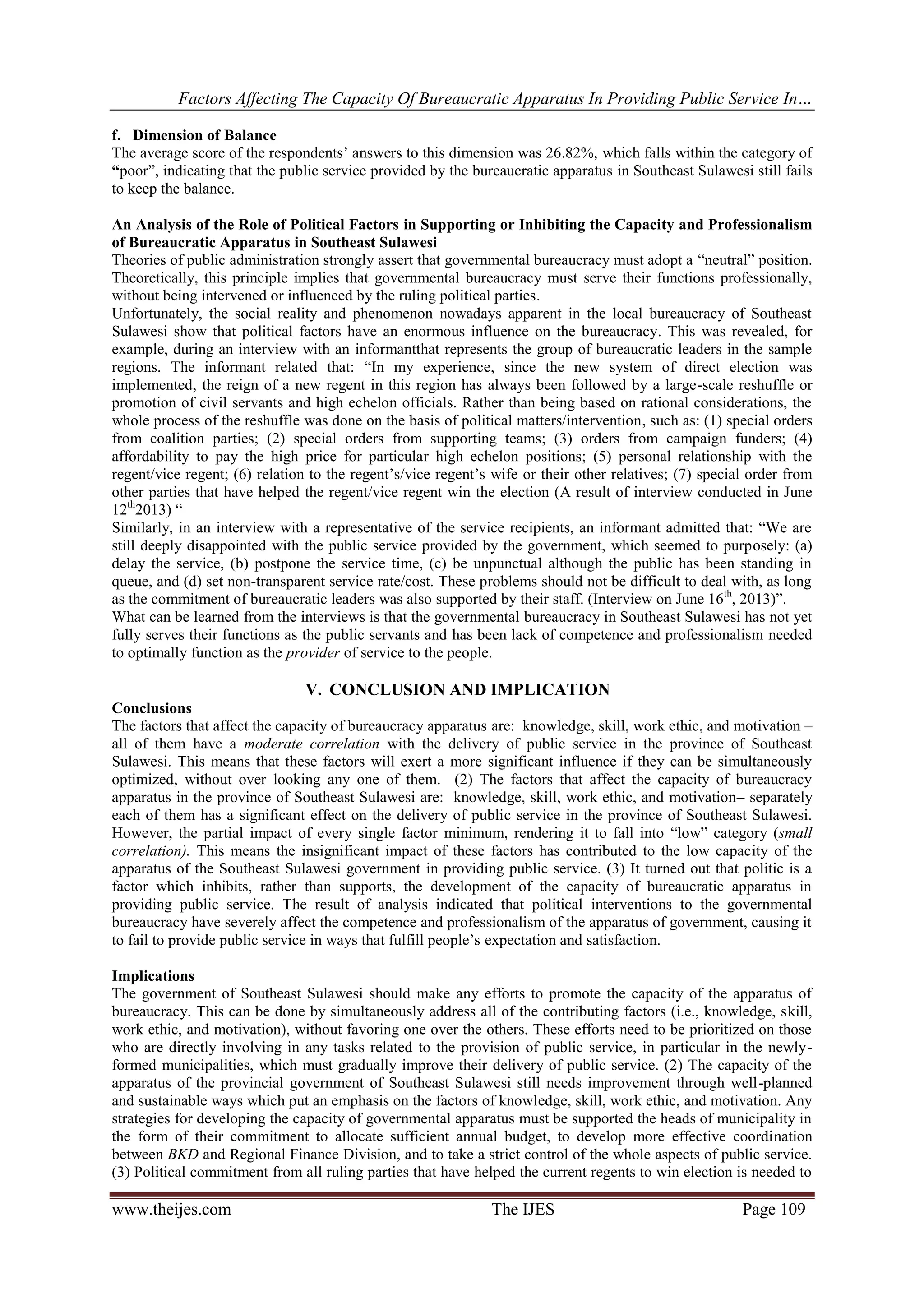 Factors Affecting the Capacity of Bureaucratic Apparatus in Providing ...