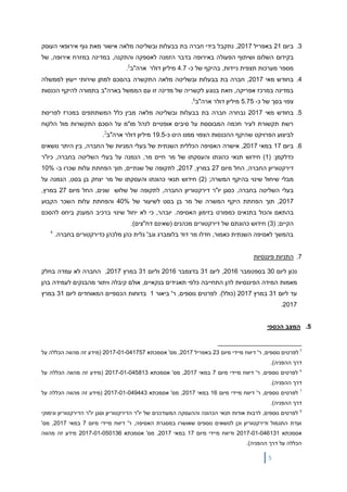 5
3.‫ביום‬21‫באפריל‬2017,‫העוסק‬ ‫אירופאי‬ ‫גוף‬ ‫מאת‬ ‫אישור‬ ‫מלאה‬ ‫ובשליטה‬ ‫בבעלות‬ ‫בת‬ ‫חברה‬ ‫בידי‬ ‫נתקבל‬
‫בקידום‬‫של‬ ,‫אירופה‬ ‫במזרח‬ ‫במדינה‬ ,‫והתקנה‬ ‫לאספקה‬ ‫הזמנה‬ ‫בדבר‬ ‫באירופה‬ ‫הפעולה‬ ‫ושיתוף‬ ‫השלום‬
‫כ‬ ‫של‬ ‫בהיקף‬ ,‫ניידות‬ ‫תצפית‬ ‫מערכות‬ ‫מספר‬-4.7‫דול‬ ‫מיליון‬‫ר‬‫ארה"ב‬5
.
4.‫מאי‬ ‫בחודש‬2017,‫מלאה‬ ‫ובשליטה‬ ‫בבעלות‬ ‫בת‬ ‫חברה‬‫התקשרה‬‫לממשלה‬ ‫ייעוץ‬ ‫שירותי‬ ‫למתן‬ ‫בהסכם‬
‫בנוגע‬ ‫וזאת‬ ,‫אפריקה‬ ‫במרכז‬ ‫במדינה‬‫בארה"ב‬ ‫הממשל‬ ‫עם‬ ‫זו‬ ‫מדינה‬ ‫של‬ ‫לקשריה‬‫הכנסות‬ ‫להיקף‬ ‫בתמורה‬
‫כ‬ ‫של‬ ‫בסך‬ ‫צפוי‬-5.75‫ארה"ב‬ ‫דולר‬ ‫מיליון‬6
.
5.‫מאי‬ ‫בחודש‬2017‫נבחרה‬‫לפריסת‬ ‫במכרז‬ ‫המשתתפים‬ ‫כלל‬ ‫מבין‬ ‫מלאה‬ ‫ובשליטה‬ ‫בבעלות‬ ‫בת‬ ‫חברה‬
‫הלקו‬ ‫מול‬ ‫התקשרות‬ ‫הסכם‬ ‫על‬ ‫מו"מ‬ ‫לנהל‬ ‫אופטיים‬ ‫סיבים‬ ‫על‬ ‫המבוססת‬ ‫חכמה‬ ‫לעיר‬ ‫תקשורת‬ ‫רשת‬‫ח‬
‫הפרויקט‬ ‫לביצוע‬‫ש‬‫הצפוי‬ ‫ההכנסות‬ ‫היקף‬‫ממנו‬‫כ‬ ‫הינו‬-19.5‫ארה"ב‬ ‫דולר‬ ‫מיליון‬7
.
6.‫ביום‬17‫במאי‬2017‫הכללית‬ ‫האסיפה‬ ‫אישרה‬ ,‫השנתית‬‫היתר‬ ‫בין‬ ,‫החברה‬ ‫של‬ ‫המניות‬ ‫בעלי‬ ‫של‬‫נושאים‬
( :‫כדלקמן‬1)‫חידוש‬‫והעסקתו‬ ‫כהונתו‬ ‫תנאי‬‫של‬‫מר‬‫חיים‬‫מר‬,‫הנמנה‬‫על‬‫בעלי‬‫השליטה‬‫בחברה‬,‫כיו‬"‫ר‬
‫דירקטור‬‫יון‬‫החברה‬,‫החל‬‫מיום‬27‫במרץ‬,2017,‫לתקופה‬‫של‬‫שנתיים‬,‫תוך‬‫הפחתת‬‫עלות‬‫שכרו‬‫ב‬-10%
‫מבלי‬‫שיחול‬‫שינוי‬‫בהיקף‬‫המשרה‬( ;2)‫חידוש‬‫כהונתו‬ ‫תנאי‬‫ו‬‫העסקתו‬‫של‬‫מר‬‫יצחק‬‫בן‬‫בסט‬,‫הנמנה‬‫על‬
‫בעלי‬‫השליטה‬‫בחברה‬,‫כסגן‬‫יו‬"‫ר‬‫דירקטוריון‬‫החברה‬,‫לתקופה‬‫של‬‫שלוש‬‫שנים‬,‫החל‬‫מיום‬27‫במרץ‬,
2017,‫תוך‬‫הפחתת‬‫היקף‬‫המשרה‬‫של‬‫מר‬‫בן‬‫בסט‬‫לשיעור‬‫של‬40%‫והפחתת‬‫עלות‬‫השכר‬‫הקבוע‬
‫בהתאם‬‫והכול‬‫בתנאים‬‫כמפורט‬‫בזימון‬‫האסיפה‬.‫יובהר‬,‫כי‬‫לא‬‫יחול‬‫שינוי‬‫ברכיב‬‫המענק‬‫ביחס‬‫להסכם‬
‫הקיים‬( ;3.)‫דח"צים‬ ‫(שאינם‬ ‫מכהנים‬ ‫דירקטורים‬ ‫של‬ ‫כהונתם‬ ‫חידוש‬ )
.‫בחברה‬ ‫כדירקטורים‬ ‫מלכהן‬ ‫כהן‬ ‫גלית‬ '‫וגב‬ ‫בלומברג‬ ‫דוד‬ ‫מר‬ ‫חדלו‬ ,‫כאמור‬ ‫השנתית‬ ‫לאסיפה‬ ‫בהמשך‬8
7.‫פיננסיות‬ ‫התניות‬
‫נכון‬‫ליום‬30‫בספטמבר‬2016,‫ליום‬31‫בדצמבר‬2016‫וליום‬31‫במרץ‬2017,‫החברה‬‫לא‬‫עמדה‬‫בחלק‬
‫מאמות‬‫המידה‬‫הפיננסיות‬‫להן‬‫התחייבה‬‫כלפי‬‫תאגידים‬‫בנקאיים‬,‫אולם‬‫קיבלה‬‫ויתור‬‫מהבנקים‬‫לעמידה‬‫בהן‬
‫עד‬‫ליום‬31‫במרץ‬2017(‫כולל‬.)‫לפרטים‬‫נוספים‬,‫ר‬'‫ביאור‬1‫בדוחות‬‫הכספיים‬‫המאוחדים‬‫ליום‬31‫במרץ‬
2017.
5.‫הכספי‬ ‫המצב‬
5
‫ר‬ ,‫נוספים‬ ‫לפרטים‬‫מיום‬ ‫מיידי‬ ‫דיווח‬ '23‫ב‬‫אפריל‬2017‫אסמכתא‬ '‫מס‬ ,2017-01-041757‫על‬ ‫הכללה‬ ‫מהווה‬ ‫זה‬ ‫(מידע‬
.)‫ההפניה‬ ‫דרך‬
6
‫מיום‬ ‫מיידי‬ ‫דיווח‬ '‫ר‬ ,‫נוספים‬ ‫לפרטים‬7‫ב‬‫מאי‬2017‫אסמכתא‬ '‫מס‬ ,2017-01-045813‫על‬ ‫הכללה‬ ‫מהווה‬ ‫זה‬ ‫(מידע‬
.)‫ההפניה‬ ‫דרך‬
7
‫מיום‬ ‫מיידי‬ ‫דיווח‬ '‫ר‬ ,‫נוספים‬ ‫לפרטים‬16‫ב‬‫מאי‬2017‫אסמכתא‬ '‫מס‬ ,2017-01-049443‫על‬ ‫הכללה‬ ‫מהווה‬ ‫זה‬ ‫(מידע‬
.)‫ההפניה‬ ‫דרך‬
8
‫ונימוקי‬ ‫הדירקטוריון‬ ‫יו"ר‬ ‫וסגן‬ ‫הדירקטוריון‬ ‫יו"ר‬ ‫של‬ ‫המעודכנים‬ ‫וההעסקה‬ ‫הכהונה‬ ‫תנאי‬ ‫אודות‬ ‫לרבות‬ ,‫נוספים‬ ‫לפרטים‬
‫דיווח‬ '‫ר‬ ,‫האסיפה‬ ‫במסגרת‬ ‫שאושרו‬ ‫נוספים‬ ‫לנושאים‬ ‫וכן‬ ‫ודירקטוריון‬ ‫התגמול‬ ‫ועדת‬‫מיום‬ ‫מיידי‬7‫במאי‬2017'‫מס‬ ,
‫אסמכתא‬2017-01-046131‫מיום‬ ‫מיידי‬ ‫ודיווח‬17‫במאי‬2017‫אסמכתא‬ '‫מס‬ ,2017-01-050136‫מהווה‬ ‫זה‬ ‫מידע‬
.)‫ההפניה‬ ‫דרך‬ ‫על‬ ‫הכללה‬
 