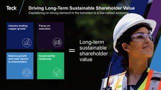 Global Metals and Mining Conference
Sustainability
leadership
Focus on
execution
Balance growth
and cash returns
to shareholders
Industry leading
copper growth
Long-term
sustainable
shareholder
value
Driving Long-Term Sustainable Shareholder Value
Capitalizing on strong demand in the transition to a low-carbon economy
 