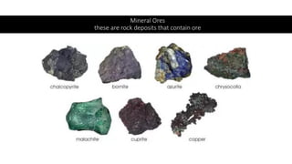 Mineral Ores
these are rock deposits that contain ore
 