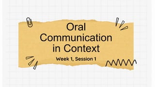 Oral
Communication
in Context
Week 1, Session 1
 