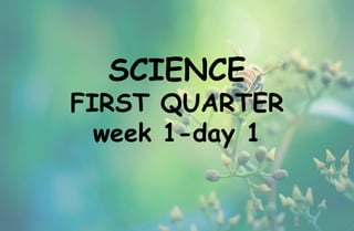 SCIENCE
FIRST QUARTER
week 1-day 1
 