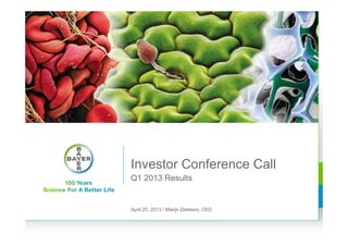Q1 2013 Results
Investor Conference Call
April 25, 2013 / Marijn Dekkers, CEO
 