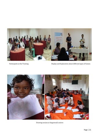 Page | 21
Participants at the Training Display and Explanation about different types of Games
Drawing session at Anganwadi centres
 