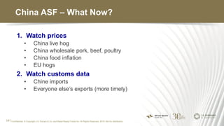 China ASF – What Now?
1. Watch prices
• China live hog
• China wholesale pork, beef, poultry
• China food inflation
• EU h...