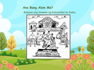 Ano Bang Alam Mo?
Kulayan ang larawan ng komunidad sa ibaba.
 