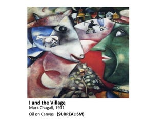 I and the Village
Mark Chagall, 1911
Oil on Canvas (SURREALISM)
 