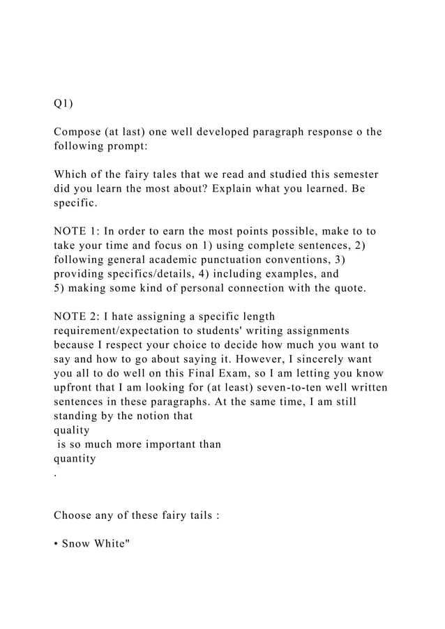 Q1)Compose (at last) one well developed paragraph response o.docx
