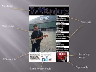 Masthead
Contents
Editors note
Main image
Secondary
image
Page number
Links to new media
 