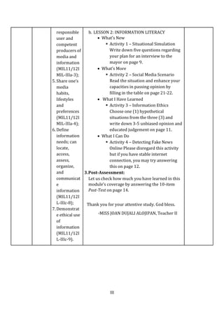 Media and Information Literacy Quarter 1 Module 1 | PDF